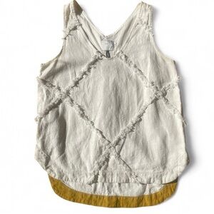 Anthropologie| HD in Paris Cream & Mustard Linen Cotton Blend Tank